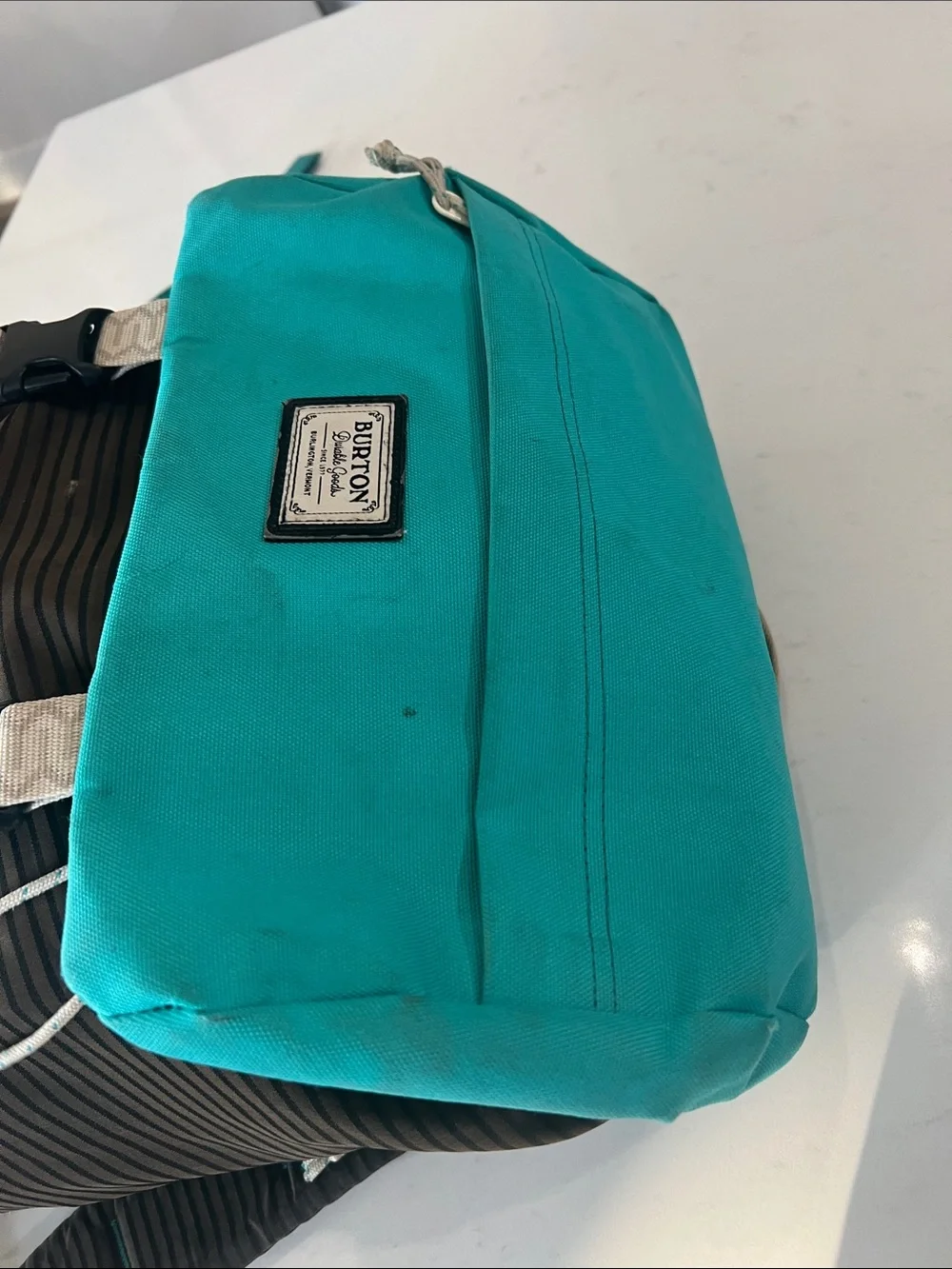 Burton Teal and Brown Striped Roll-Top Backpack